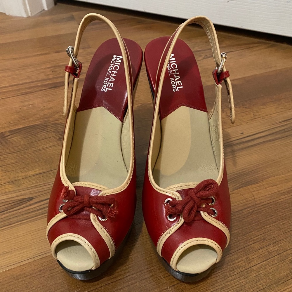 Red Michael Kors platform sandals